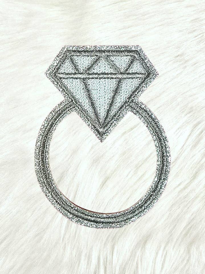 Diamond Wedding Engagement Ring Embroidery Iron On Patch for wholesale by Scratch Decor