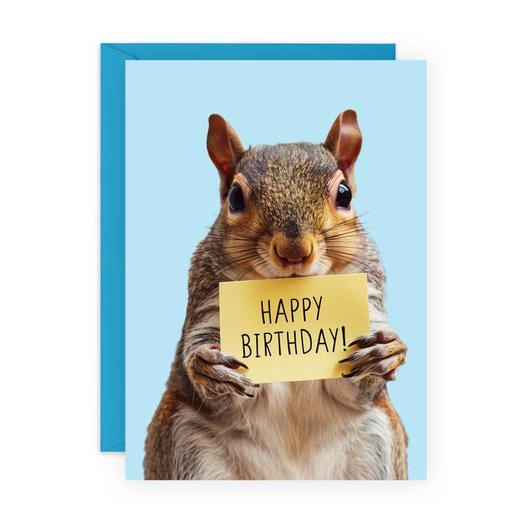 HAPPY BIRTHDAY SQUIRREL Funny Birthday Card for Him, Her for wholesale by Central 23 Cards