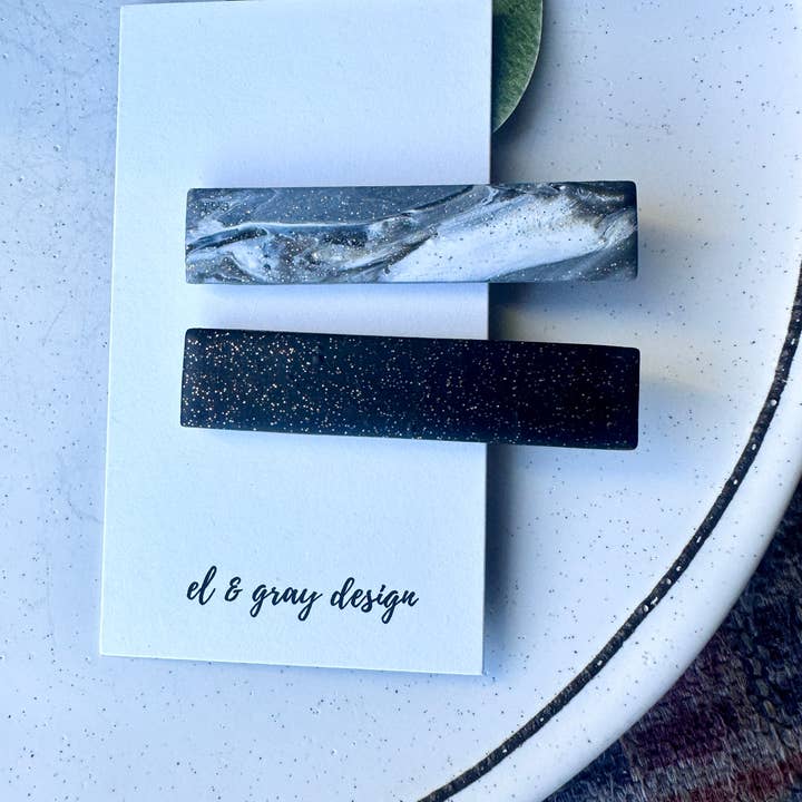 El & Gray Design - Wholesale Hair Clip - Women's - Glitter Nights Rectangle Hair Clips (2 Clip Set)1