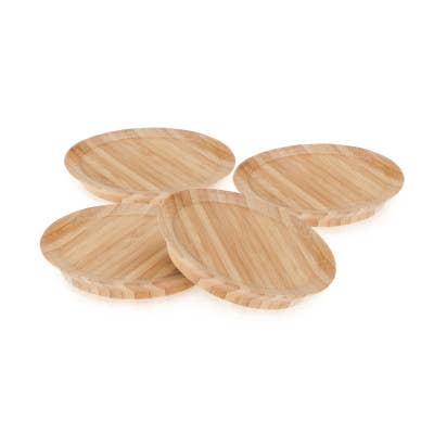 Round Wooden Coasters for Drinks tulip, Set of 4 Wood Coasters