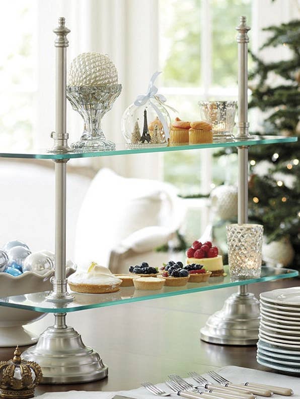 Glass Serving Stand Table top Glass nickel antique for wholesale by DDecorStore