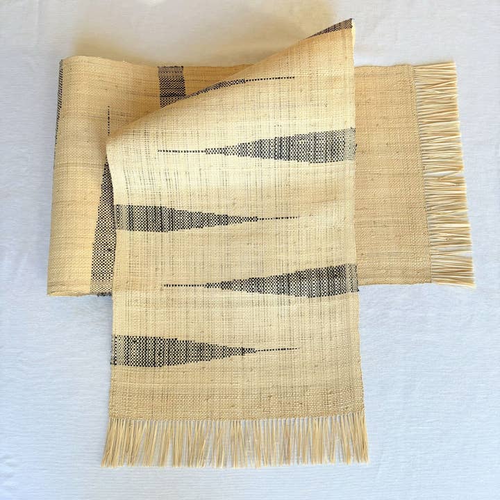 Raffia Table Runner - Handwoven Chevron for wholesale by Tanana Madagascar