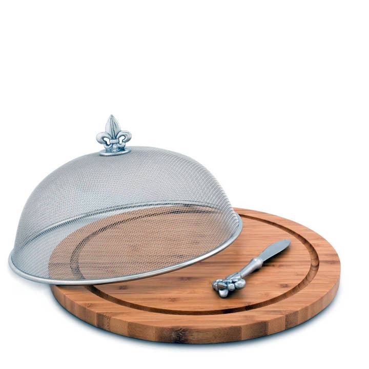 Fleur de Lis 3 Piece Picnic Cheese Board /Spreader for wholesale by Arthur Court