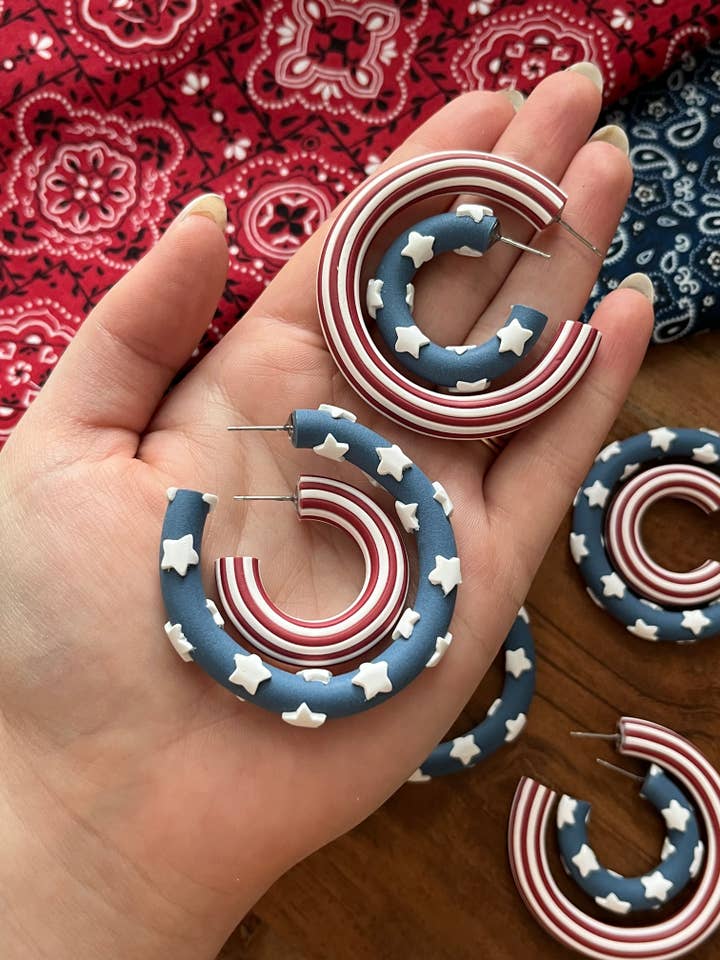 Stars and Stripes Hoops for wholesale by Happy and Hannahmade