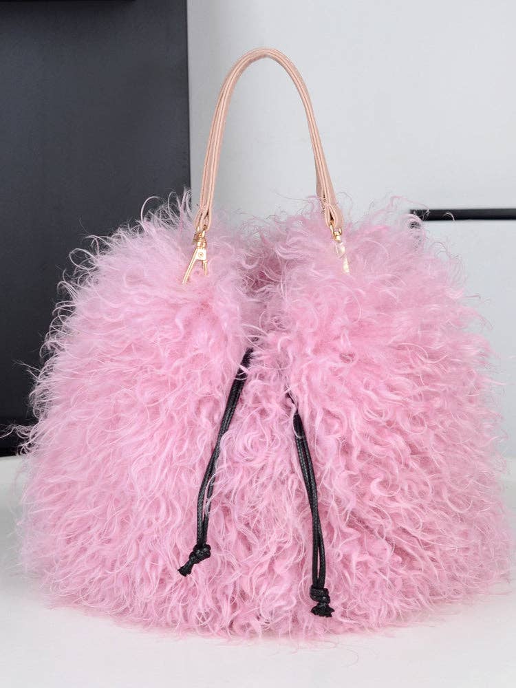 Sweetkama – Mala com alça superior – Mulher por atacado – Bolsa de mão feminina com pelo sintético mongol SKABG40934