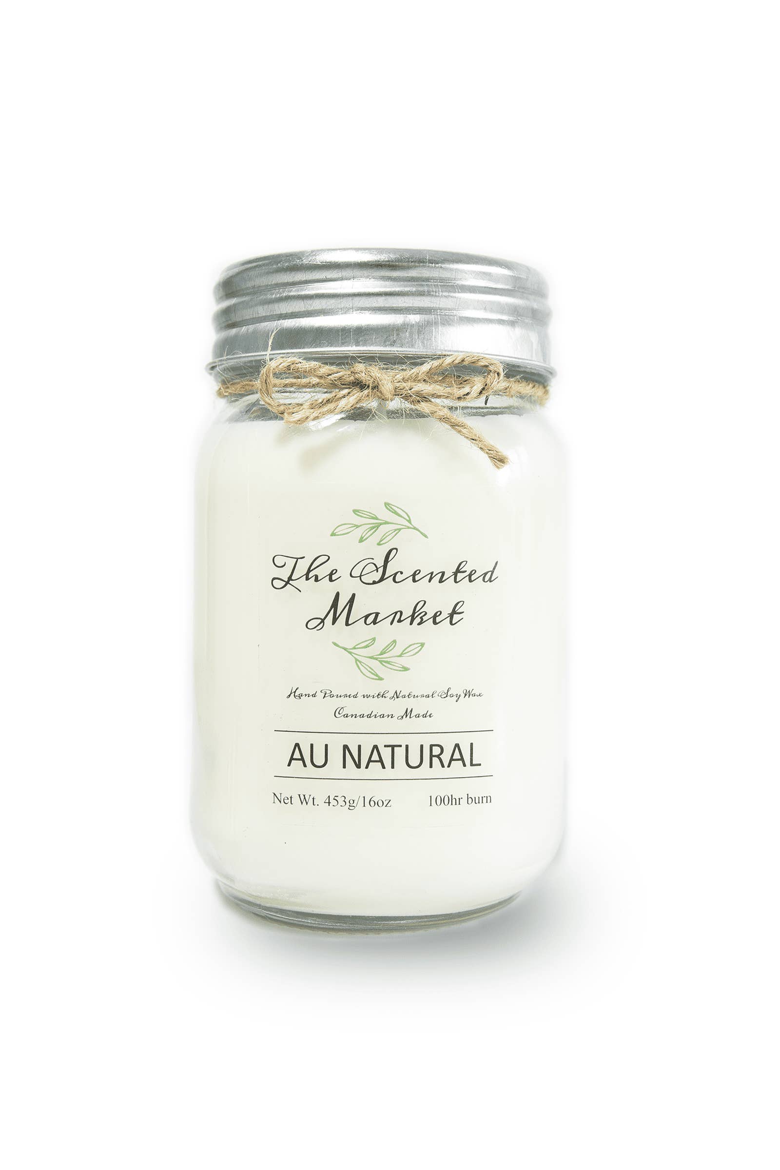 The Scented Market - Vente Bougie en bocal - Bougie à la cire de soja AU NATUREL/SANS PARFUM 16 oz