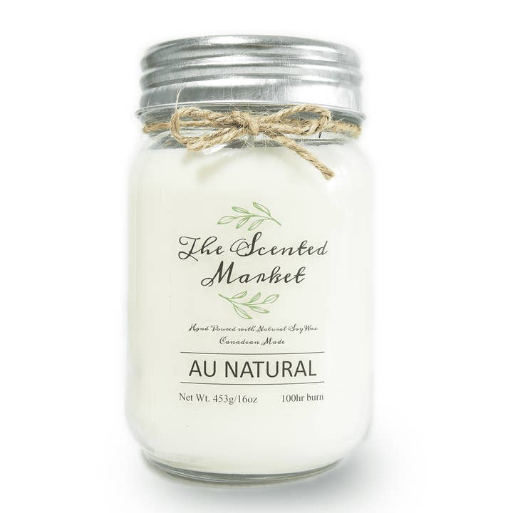 The Scented Market – wholesale Jar/filled candle – AU NATURAL / SCENT FREE Soy Wax Candle 16 oz