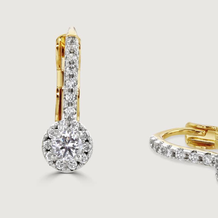 Two-tone Pave Hoop Drop Earring for wholesale by Buckley London