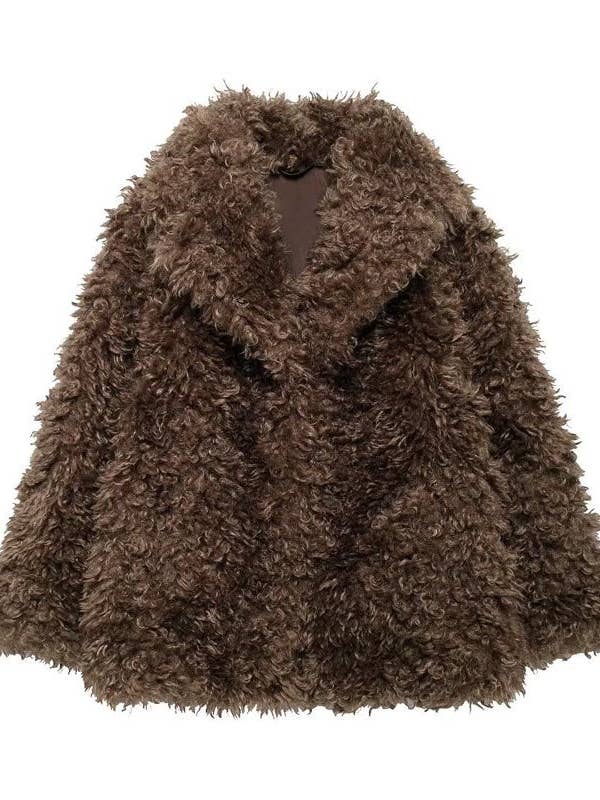 Faux Fur Coat with Relaxed Silhouette for wholesale by Fleurworld