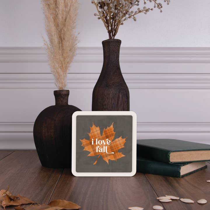 I Love Fall Mini Ceramic Sign for wholesale by P. Graham Dunn