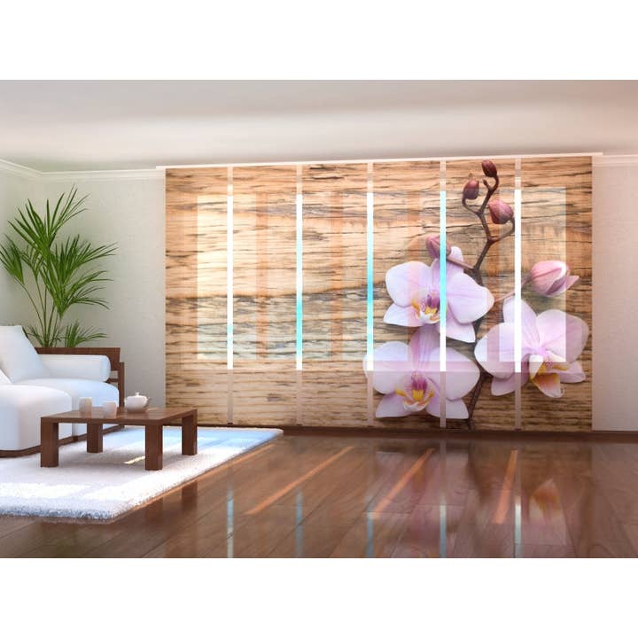 Lot de 6 délicieux rideaux en bois à motif d'orchidées pour la vente par IlyDecor