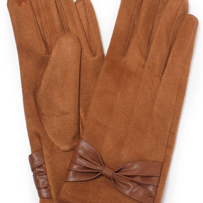 Hana - Wholesale Handschoenen - Dames - Ribbon Deco Suede Feel Winterhandschoenen2