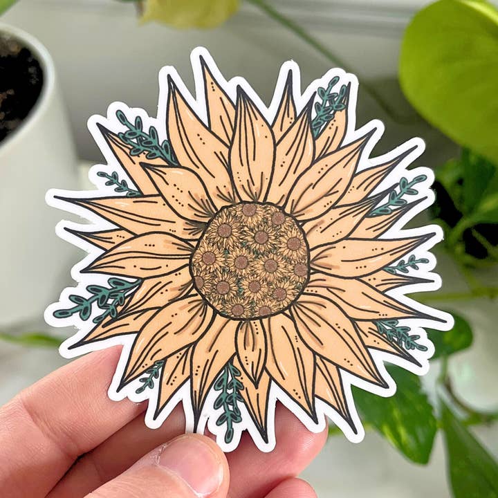 Bohemian Sunflower Sticker | Nature Sticker | Flower Sticker for wholesale by Mindful over Mind Full