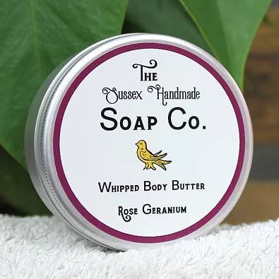 Natural Whipped Body Butter Rose Geranium Palm Free & Vegan for wholesale by The Sussex Handmade Soap Company