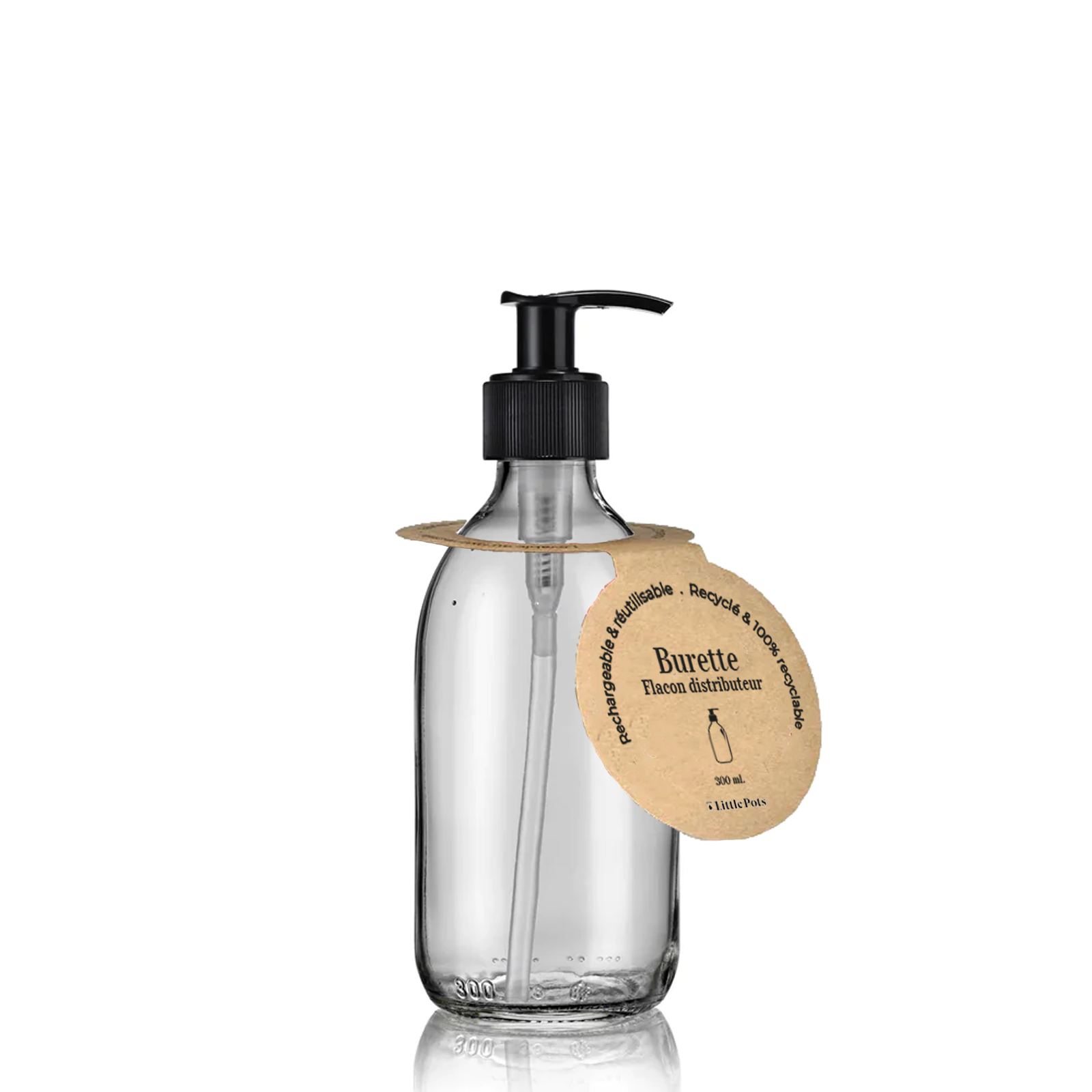 Little Pots - Wholesale Soap Dispenser - Recycled white glass striated black soap dispenser bottle3