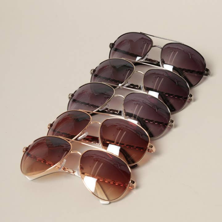 ASSORTED COLOR Women's Chain Detail Aviator Sunglasses for wholesale on Faire3