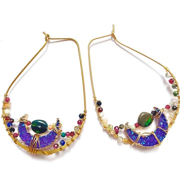 Hoop Statement Earrings Moon Jewelry Crystal Hoop Earrings for wholesale by Etymology Jewelry