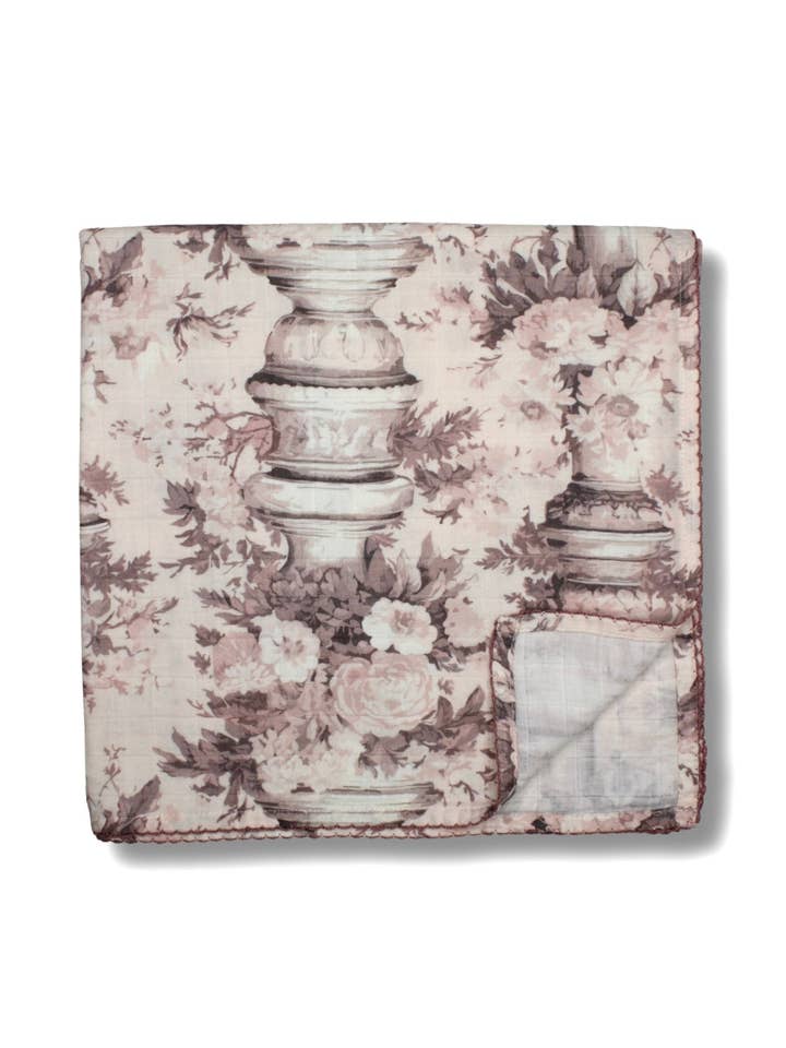 Manta de musselina Vintage Pink Floral Pillars por atacado de Little Threads