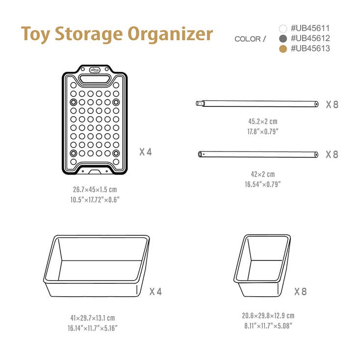 UNiPLAY Large Stackable Storage Bins, Primary (4-Pack)