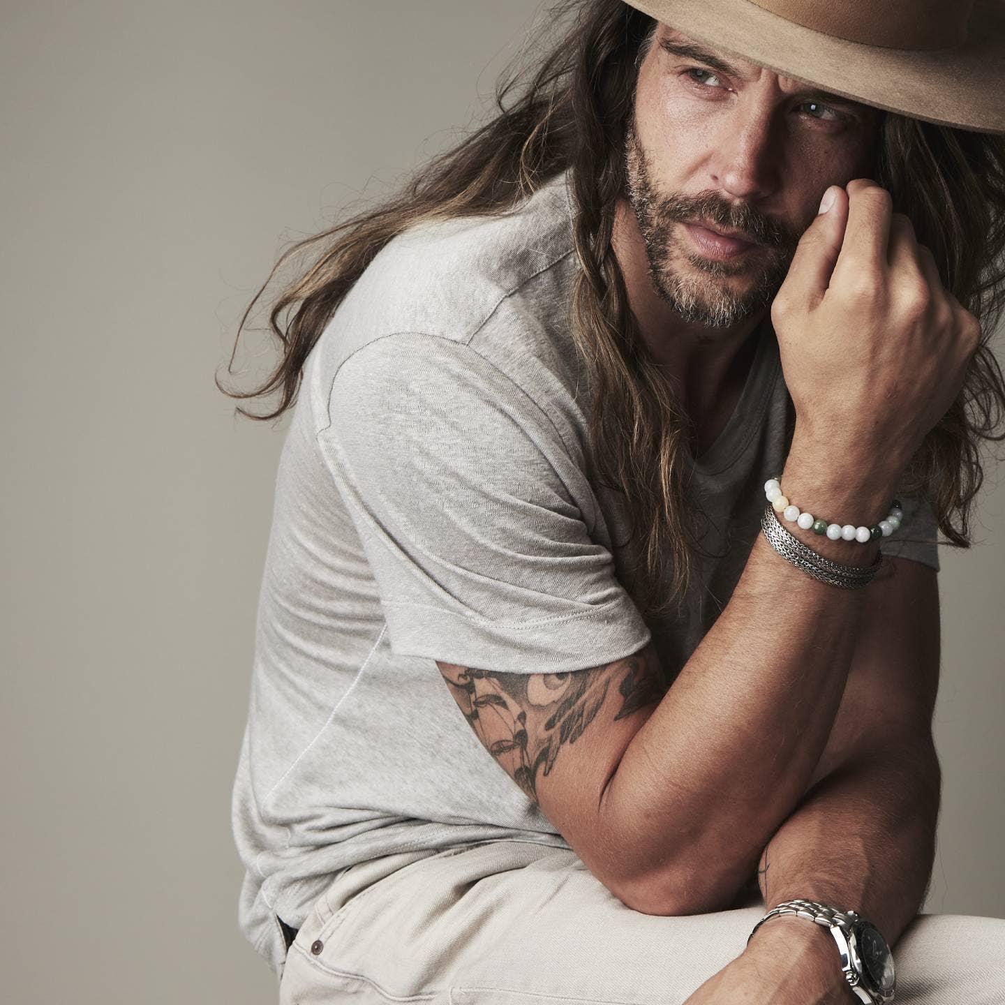 Bhoma - Mens Designer Jewelry - Wholesale Jewelry - Men's - Monday Stack: Mens Jade Beaded Bracelet & Sterling Silver Chain7