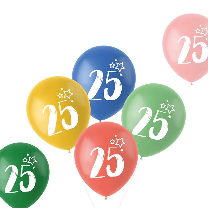 Folat BV – wholesale Ballong – Ballonger Retro 25 år Mångfärgad 33cm - 6 stycken