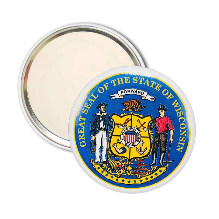 Purse Mirror - State Seal Wisconsin - USA for wholesale by Worldwide Souvenirs