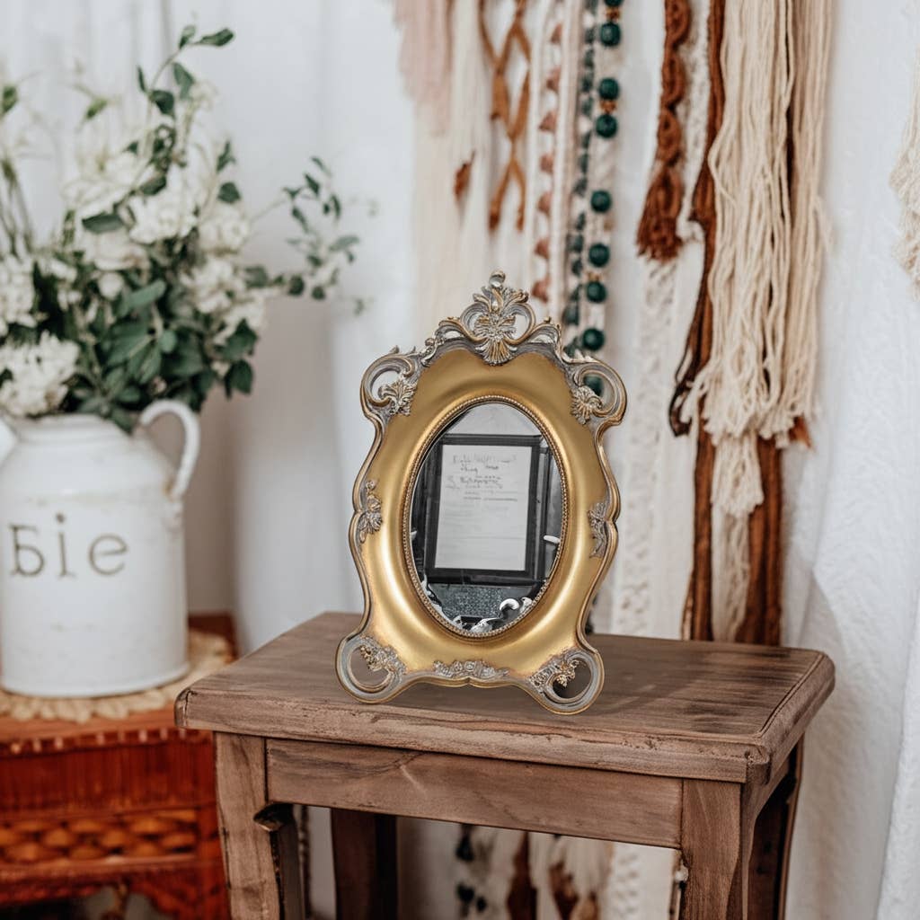 Sagebrook Home - Wholesale Picture Frame - Photo Frame - Gold Resin Decorative Baroque Oval, 4x6 in.10