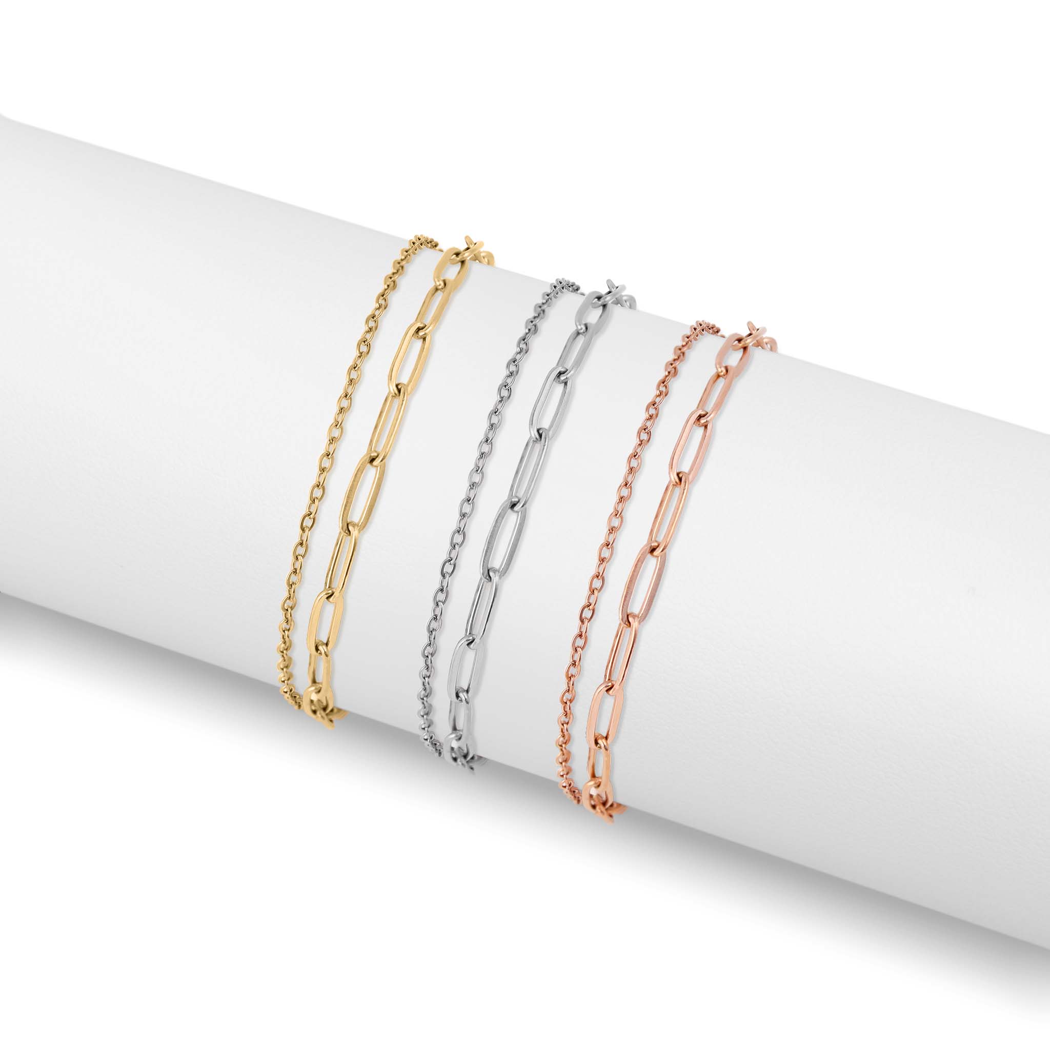 WJW – Engroshandel Ankelkæde – 2-radet ankelkæde i rustfrit stål med loop og papirclips2