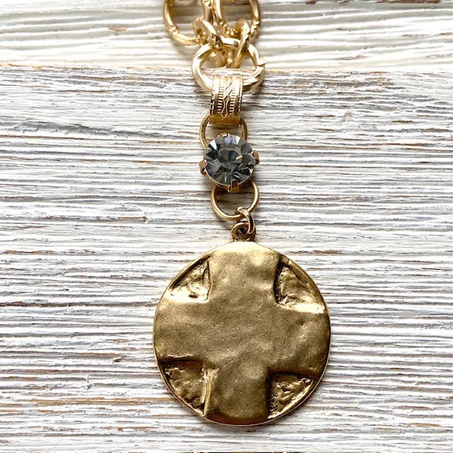 VB&CO Designs Handmade Jewelry - Wholesale Pendant/Charm Necklace - Coin medallion matte gold necklace Lord’s Prayer religious4