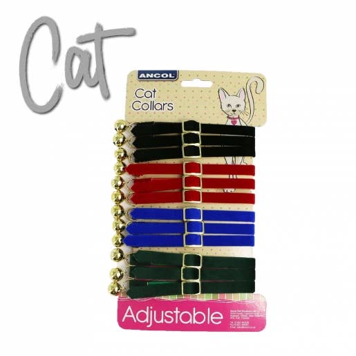 12 x Adjustable Cat Collars on Display Card for wholesale by Ancol Pet Products Ltd