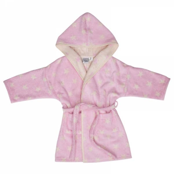 Children's bathrobe “Organic Stars” with hood | 004 pink for wholesale by Framsohn Frottier