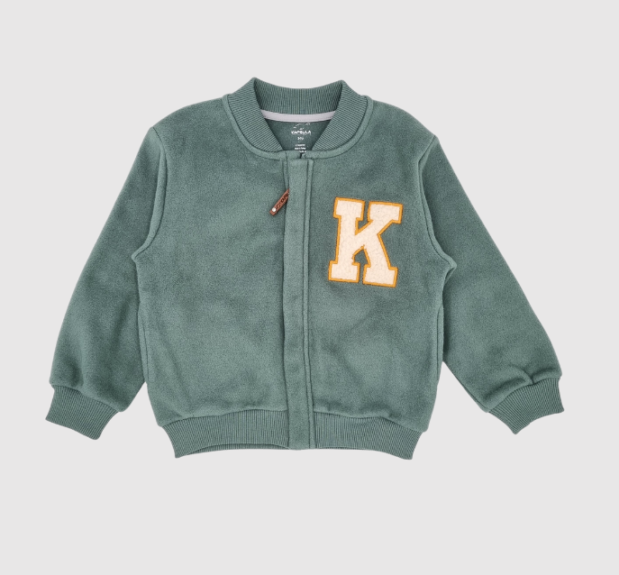 Kapbula Organics - Wholesale Bomber Jacket - Kids - Adventurer Organic Fleece Bomber Jacket Green0