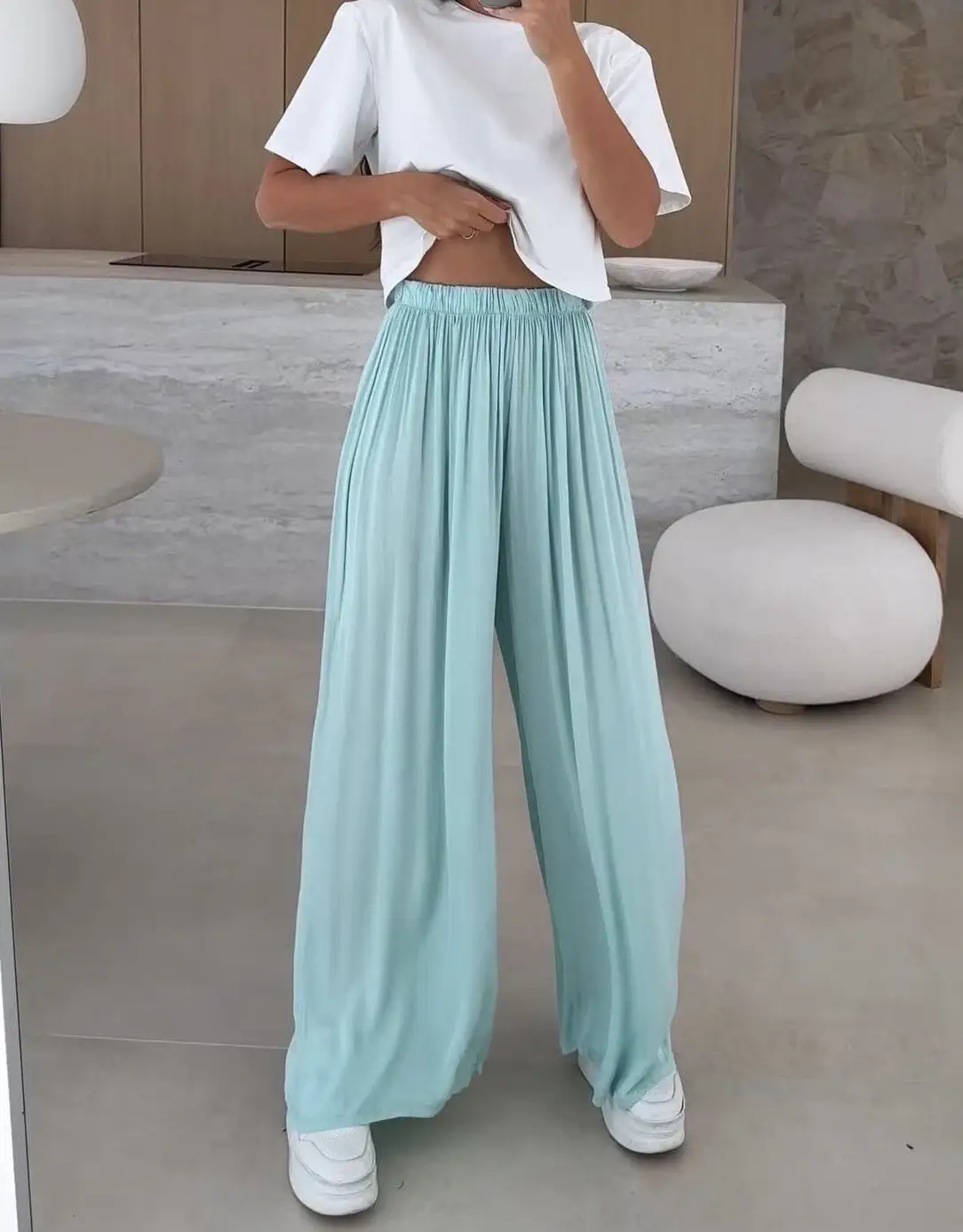 ESTEE BROWN - Wholesale Top & Pant Set (NOT Loungewear) - Women's - Fluid wide-leg pants - 100% Viscose - 22085