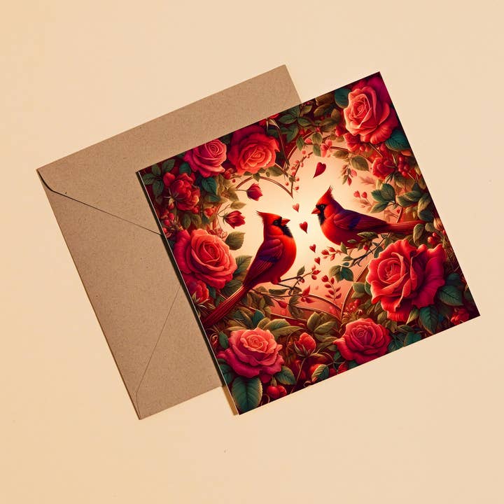 Valentijnskaart met Kardinaal – Geïllustreerde Lege Valentijnskaart voor wholesale door simply creative