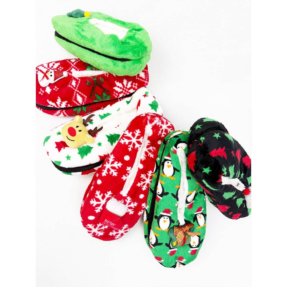 MIX COLOR Christmas Design Fuzzy Slippers for wholesale on Faire1