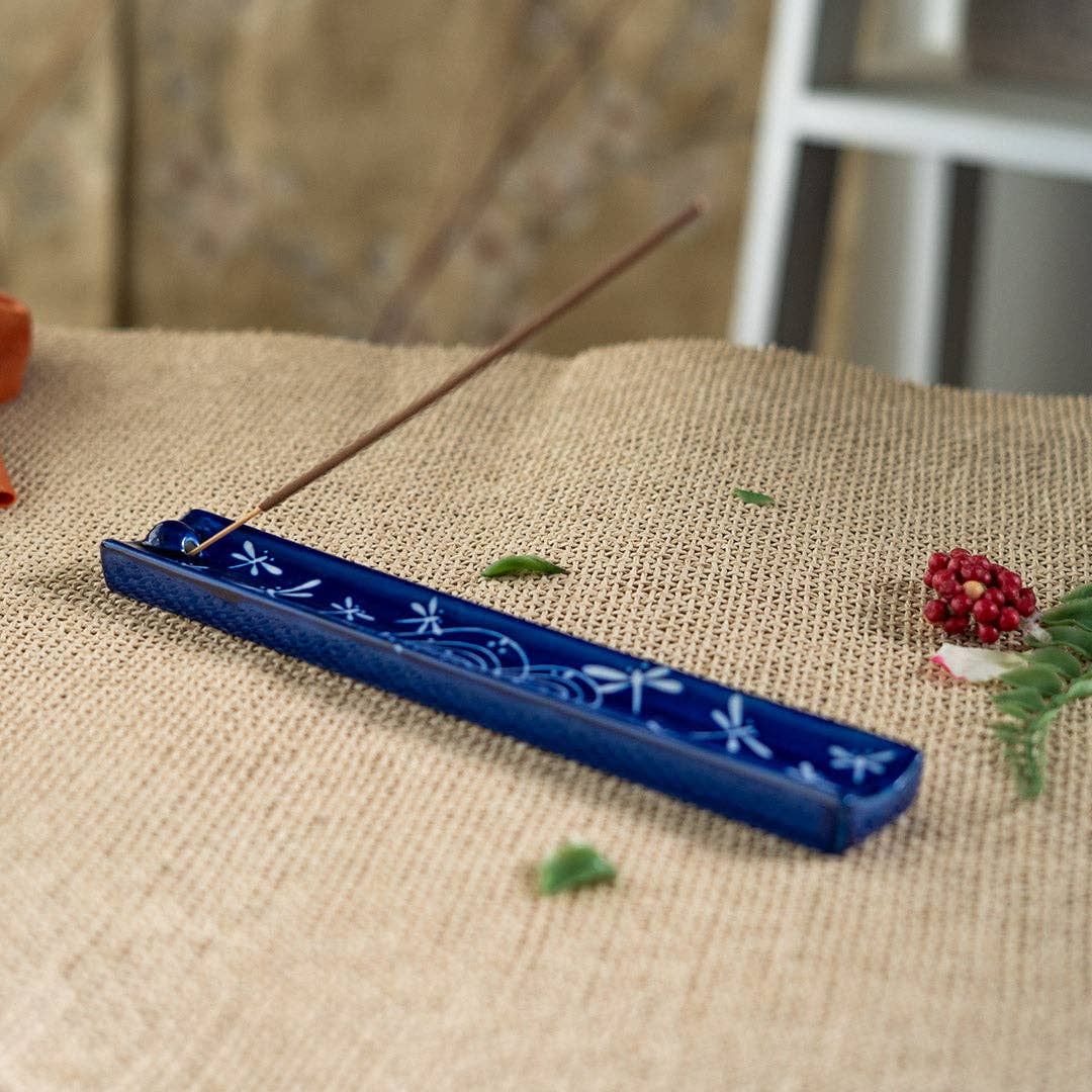 Urban Tokyo - Wholesale Incense Holder - Handpainted Ceramic Incense Holder 9 inch L Dragonfly Tombo (1/72)1
