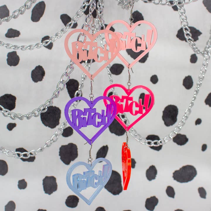 Y2K Bitch Earrings Laser Cut Acrylic for wholesale by Kitschy