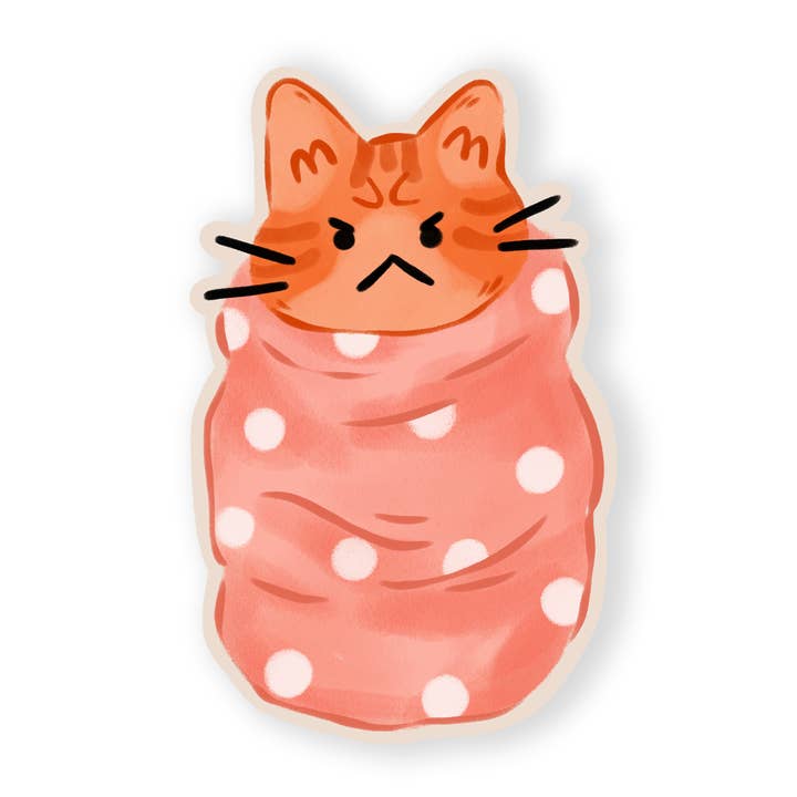 Polka Ginger Purrito Sticker for wholesale by The Stray Shop