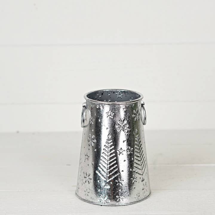 570716- Dazzling Silver Metal Nordic Holiday Bucket-7Hx5.25D for wholesale by Impressive Enterprises, Inc.