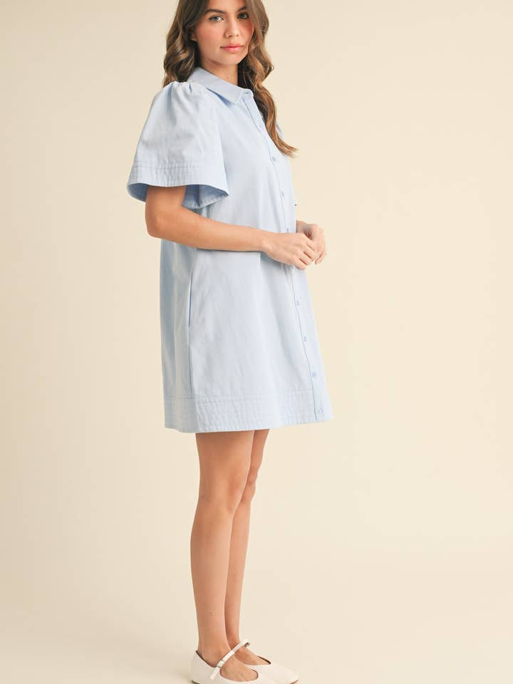 &MERCI - Wholesale Dress - Women's - SHORT SLEEVE BUTTON DOWN MINI DRESS MDR357227