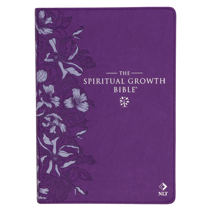 NLT, The Spiritual Growth Bible Faux Leather, Purple Floral for wholesale by Christian Art Gifts