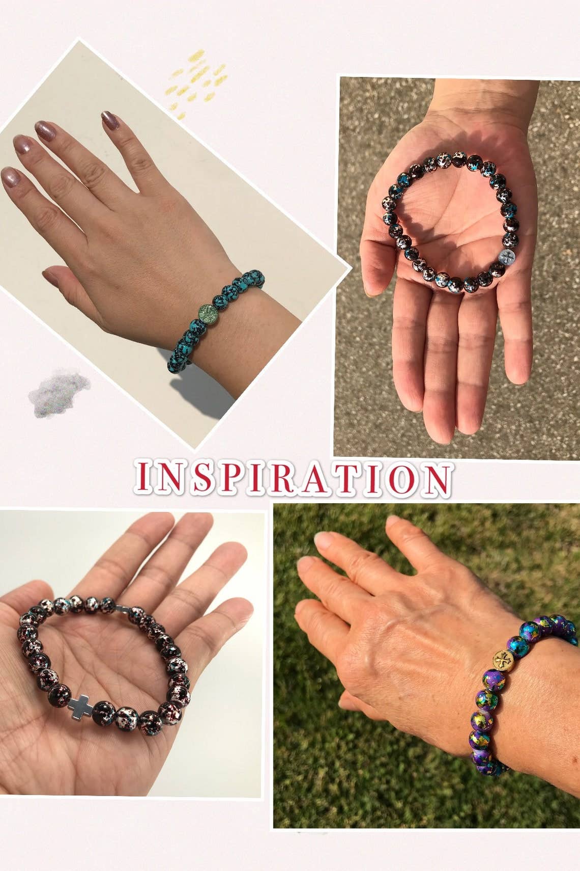 Fiona Accessories - Wholesale Beads - Glass Beads for Bracelet Making 8mm Round Multi Strip3