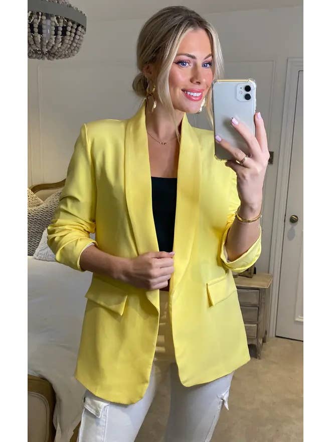 Kurt Muller - Wholesale Blazer - Women's - Oversized Rouched Sleeve Blazer