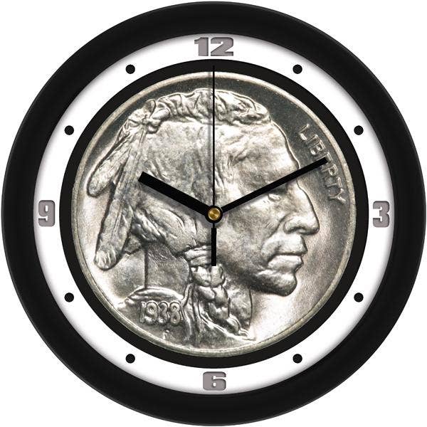 1938 Buffalo Nickel Coin Collectors Wall Clock for wholesale by Sun Time