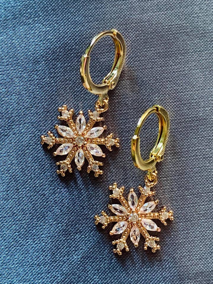 Dainty Snowflake Dangle Earrings for wholesale by HolyGuacamolly