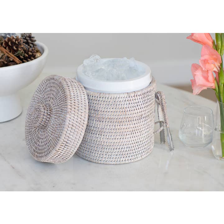 Artifacts Trading Company - Wholesale Ice Bucket - Artifacts Rattanâ„¢ Ice Bucket with Tongs
