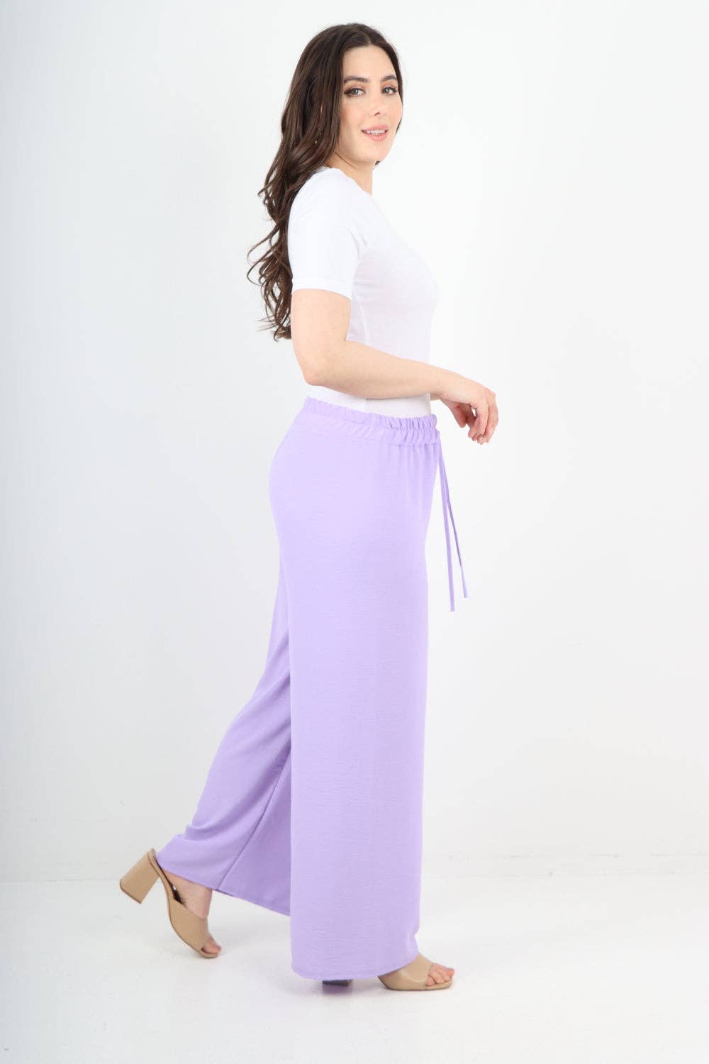 Miss Bold – wholesale Pants – Women's – Italian Elastic Waistband Drawstring Wide Leg Trousers27