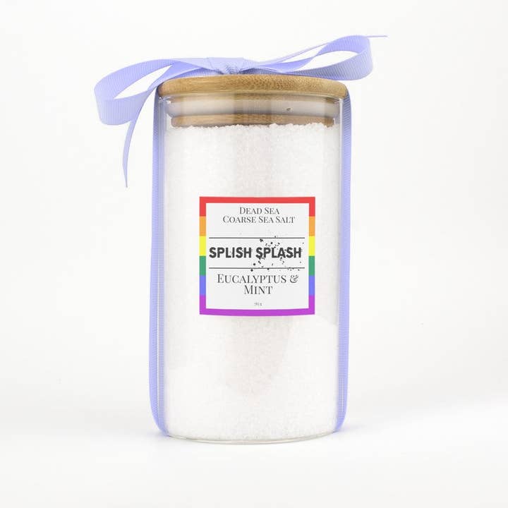 Pride Flag  Eucalyptus & Mint Coarse Dead Sea Salts & Vegan for wholesale by Splish Splash Handmade Products