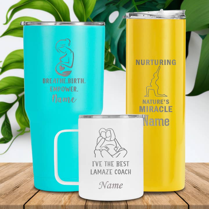 Engrave My Memories - Wholesale Insulated Mug/Tumbler - Personalized Lamaze Tumbler, Laser Engraved Mom To Be Gift
