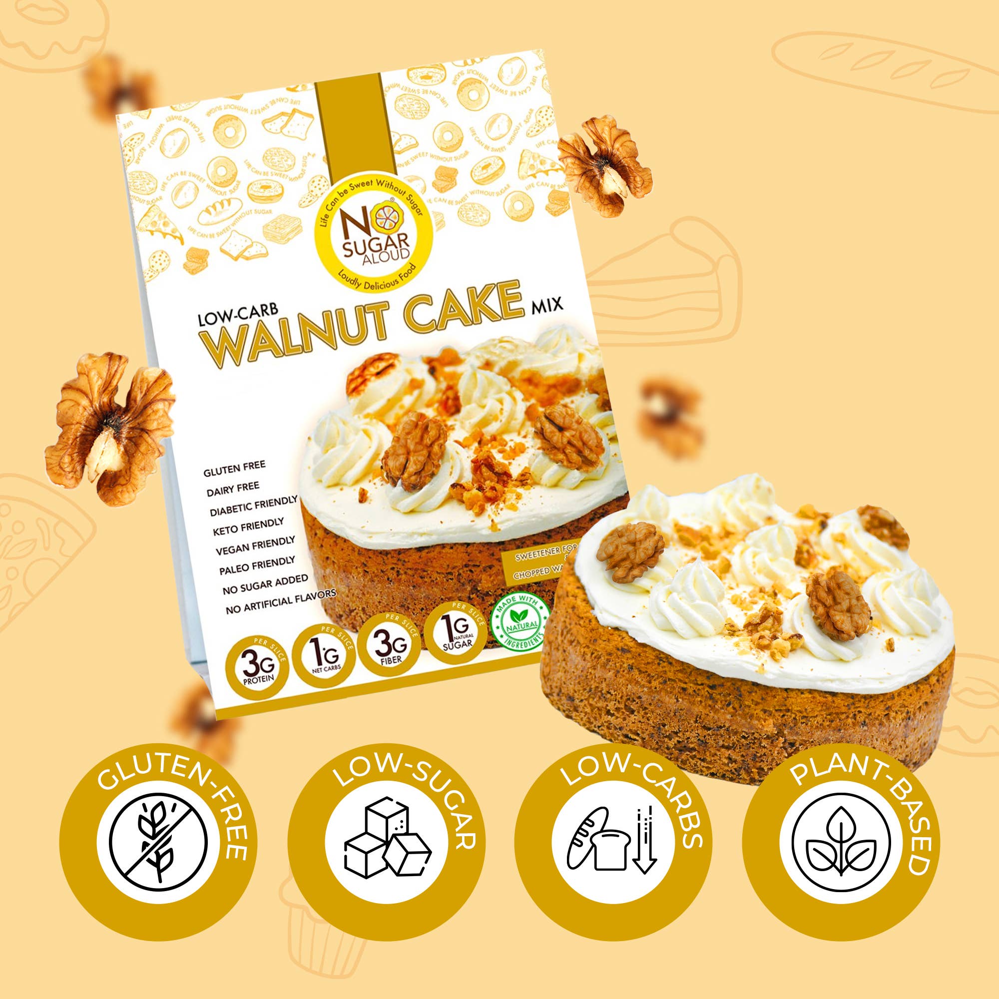 No Sugar Aloud LLC - Wholesale Cake Mix - Low-Carb Walnut Cake Mix2
